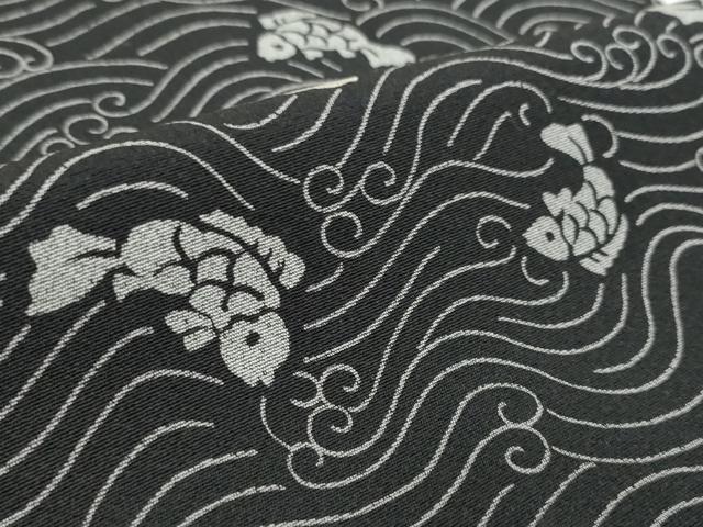 平和屋着物●極上 小紋 反物 着尺 荒磯文 黒地 逸品 未使用 DZAA12155kh6
