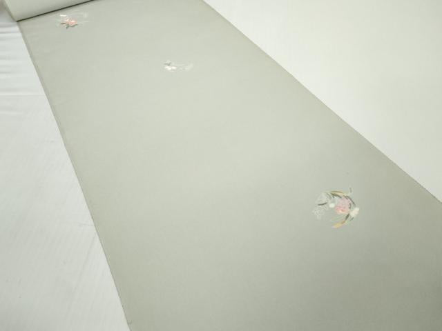 平和屋着物●極上 京加賀友禅 百貫石峰 小紋 反物 着尺 花散らし 証紙付き 逸品 未使用 DZAA12157kh6