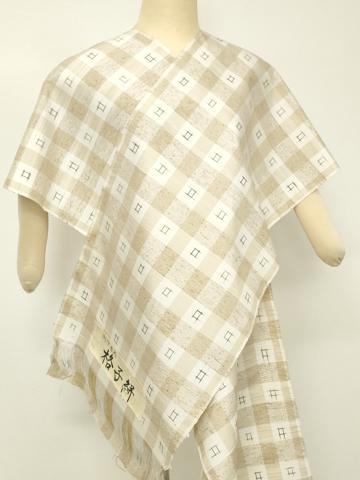 平和屋着物●極上 ぜんまい紬 反物 着尺 格子絣 証紙付き 逸品 未使用 DZAA12201kh6