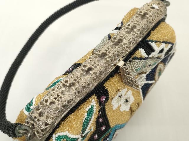 平和屋着物●極上 和装小物 和装バッグ ビーズバッグ 洋花文 逸品 DZAA12247kh6