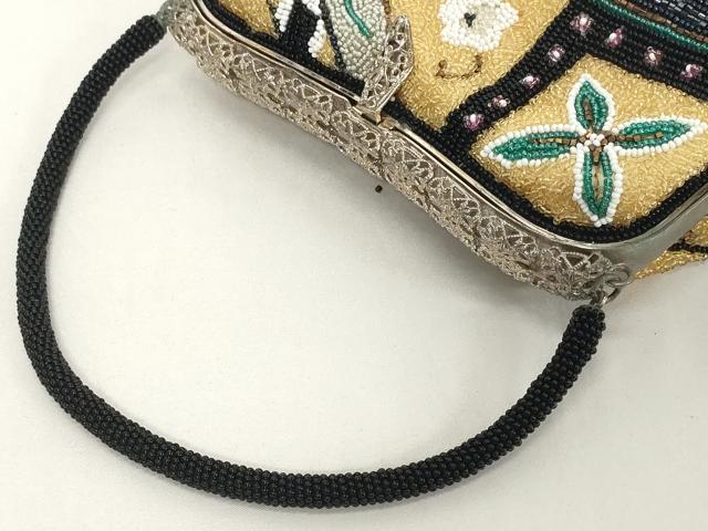 平和屋着物●極上 和装小物 和装バッグ ビーズバッグ 洋花文 逸品 DZAA12247kh6