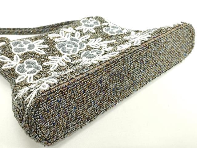 平和屋着物●極上 和装小物 和装バッグ ビーズバッグ 草花 逸品 DZAA12251kh6
