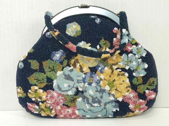 平和屋着物●極上 和装小物 和装バッグ ビーズバッグ 草花 逸品 DZAA12252kh6