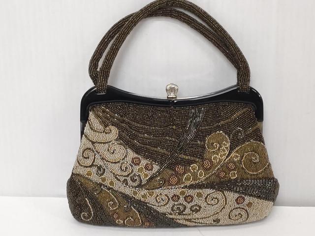 平和屋着物●極上 和装小物 ビーズバッグ 唐草 がま口 レトロ 逸品 DZAA12261kh6