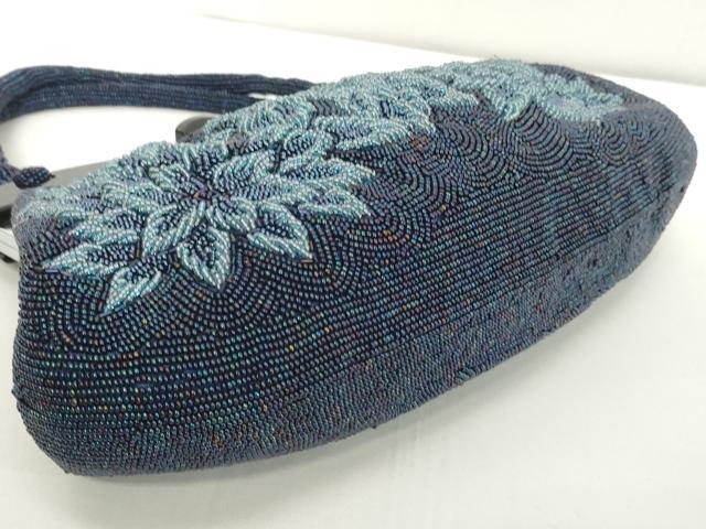平和屋着物●極上 和装小物 和装バッグ ビーズバッグ 花 持ち手付き がま口 レトロ 逸品 DZAA12271kh6