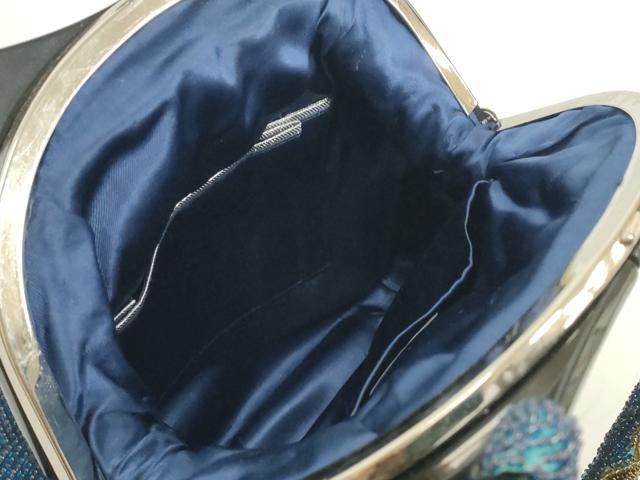 平和屋着物●極上 和装小物 和装バッグ ビーズバッグ 花 菱 持ち手付き がま口 レトロ 逸品 DZAA12272kh6