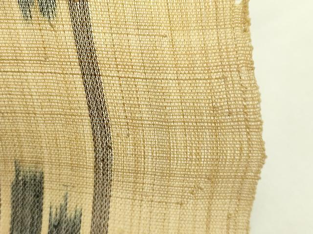 平和屋本店●極上 夏物 芭蕉布 手積み芭蕉糸100% 名古屋帯 帯反物 縞 逸品 未使用 DZAA12282kh6