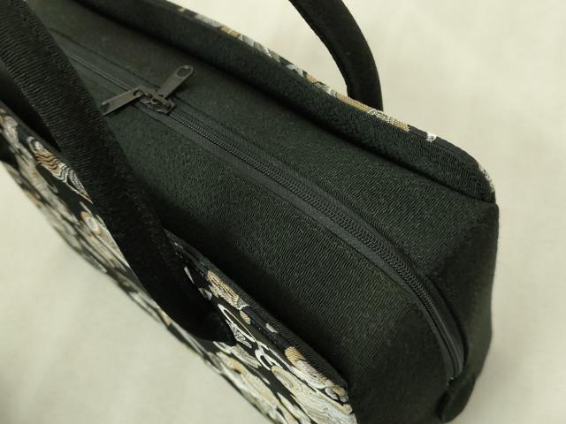 平和屋着物●極上 和装小物 バッグ 利休バッグ 宝尽くし 黒地 逸品 未使用 DZAA12286kh6