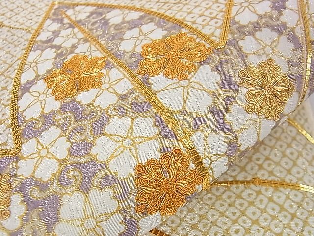 平和屋本店■極上 十日町 名門青柳高級ブランド 大喜百花 太鼓柄袋帯 駒刺繍 楓花文 金彩 やまと誂製 逸品 未使用 DZAA1237kh4 - 平和屋