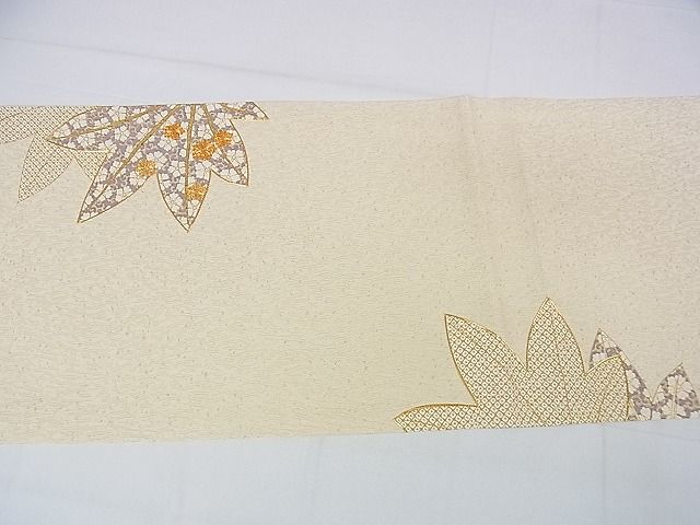 平和屋本店■極上 十日町 名門青柳高級ブランド 大喜百花 太鼓柄袋帯 駒刺繍 楓花文 金彩 やまと誂製 逸品 未使用 DZAA1237kh4 - 平和屋