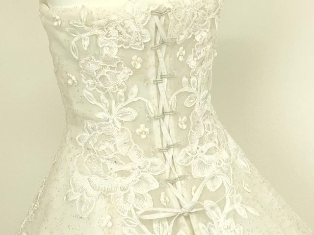 平和屋本店●極上 ウェディングドレス 婚礼 結婚式 披露宴 花嫁 レース チュール 刺繍 ラインストーン 逸品 DZAA12392kh6