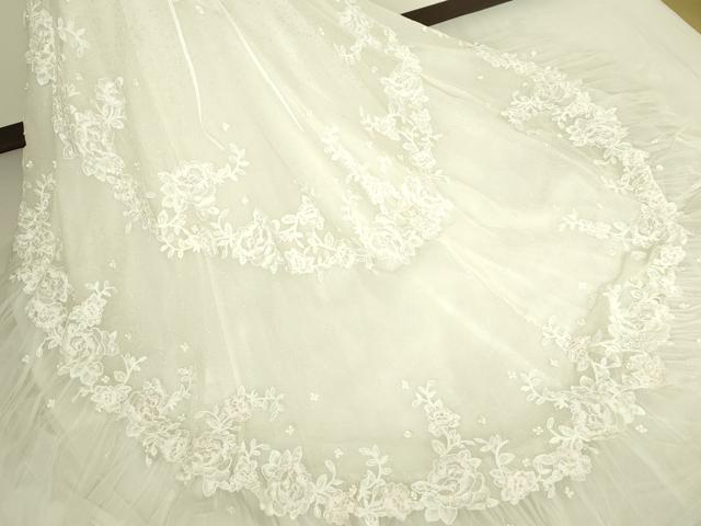 平和屋本店●極上 ウェディングドレス 婚礼 結婚式 披露宴 花嫁 レース チュール 刺繍 ラインストーン 逸品 DZAA12392kh6