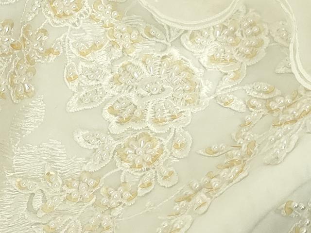 平和屋本店●極上 ウェディングドレス 婚礼 結婚式 披露宴 花嫁 レース チュール 刺繍 ビーズ スパンコール 逸品 DZAA12398kh6
