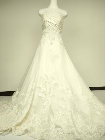 平和屋本店●極上 ウェディングドレス 婚礼 結婚式 披露宴 花嫁 リボン ビーズ レース チュール 逸品 DZAA12400kh6