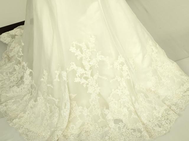 平和屋本店●極上 ウェディングドレス 婚礼 結婚式 披露宴 花嫁 リボン ビーズ レース チュール 逸品 DZAA12400kh6