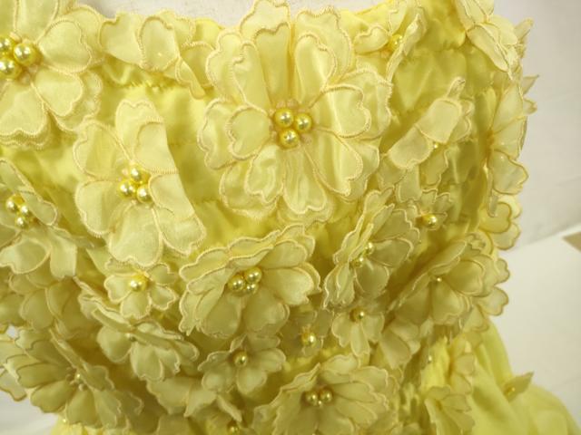 平和屋本店●極上 カラードレス 婚礼 結婚式 披露宴 花嫁 演奏会 発表会 ステージ ビーズ イエロー 花 逸品 DZAA12420h6
