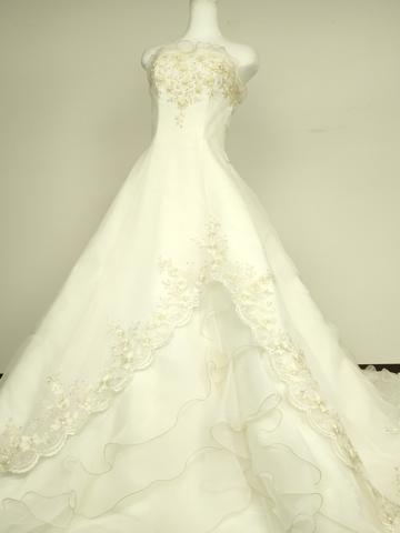 平和屋本店●極上 ウェディングドレス 婚礼 結婚式 披露宴 花嫁 ビーズ レース チュール 刺繍 逸品 DZAA12422kh6