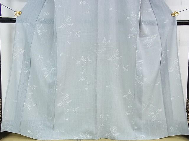 平和屋本店■極上 洗える最高級着物 <英>はなぶさ謹製 小紋 単衣 枝葉文 たとう紙付き 逸品 DZAA1306kh4 - 平和屋
