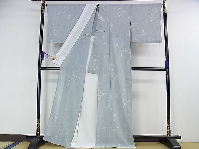 平和屋本店■極上 洗える最高級着物 <英>はなぶさ謹製 小紋 単衣 枝葉文 たとう紙付き 逸品 DZAA1306kh4 - 平和屋