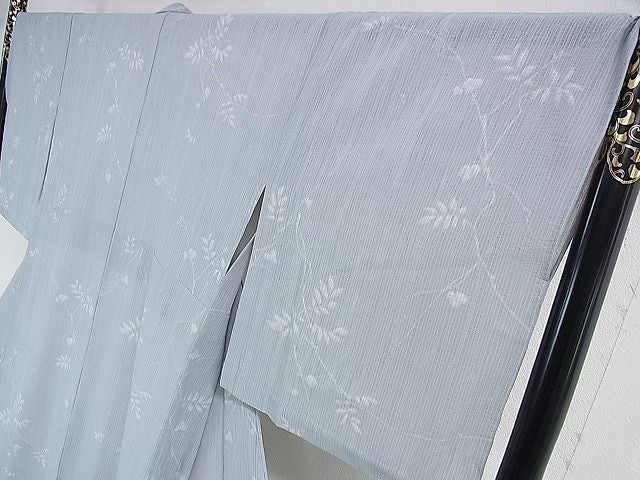 平和屋本店■極上 洗える最高級着物 <英>はなぶさ謹製 小紋 単衣 枝葉文 たとう紙付き 逸品 DZAA1306kh4 - 平和屋