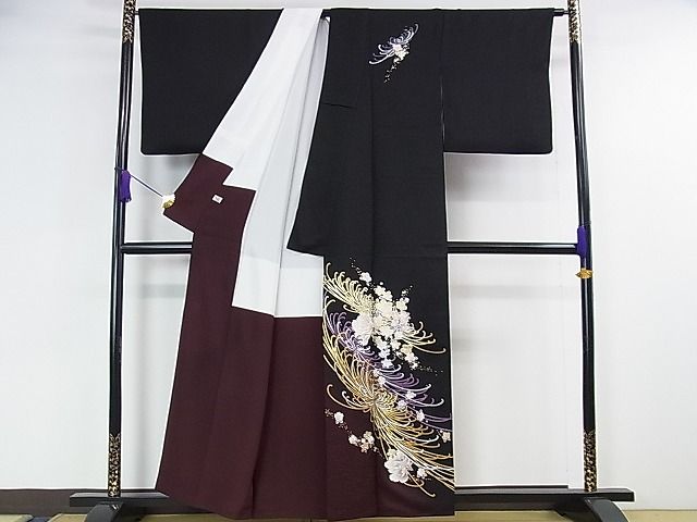 平和屋本店■極上 金彩友禅 卓越技能者・名工・和田光正 訪問着 乱菊 舞花文 暈し染め 黒地 金銀彩 DZAA1309kh4 - 平和屋