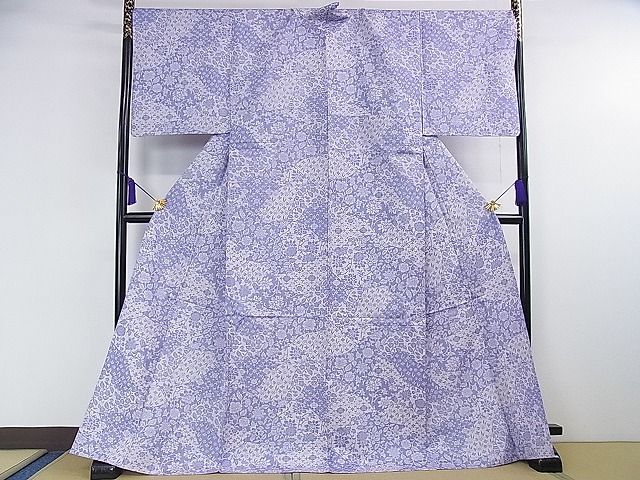 平和屋本店■極上 ぜんまい紬 単衣 切嵌 花唐草文 逸品 DZAA1435kh4 - 平和屋