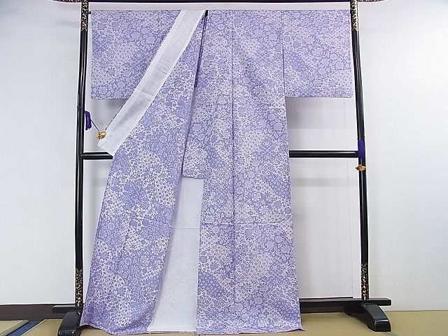 平和屋本店■極上 ぜんまい紬 単衣 切嵌 花唐草文 逸品 DZAA1435kh4 - 平和屋