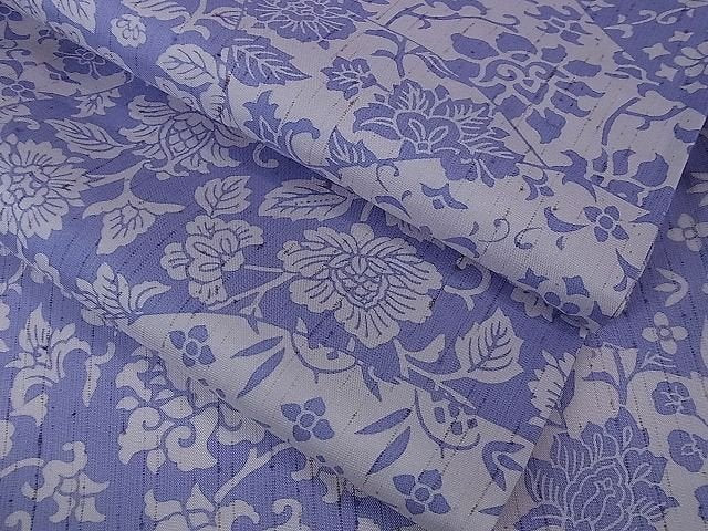平和屋本店■極上 ぜんまい紬 単衣 切嵌 花唐草文 逸品 DZAA1435kh4 - 平和屋