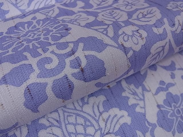 平和屋本店■極上 ぜんまい紬 単衣 切嵌 花唐草文 逸品 DZAA1435kh4 - 平和屋