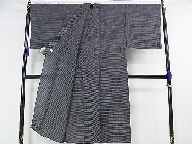 平和屋本店■極上 夏物 男性 石川県指定無形文化財 能登上布 本麻手織上布 山崎仁一作 証紙付き 黒地 逸品 DZAA1460kh4 - 平和屋