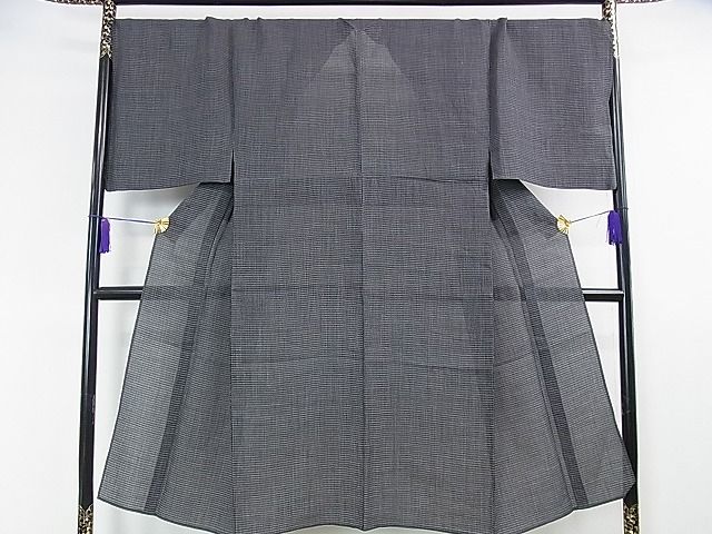 平和屋本店■極上 夏物 男性 石川県指定無形文化財 能登上布 本麻手織上布 山崎仁一作 証紙付き 黒地 逸品 DZAA1460kh4 - 平和屋