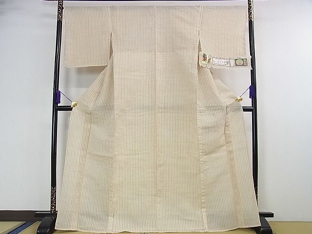 平和屋本店■希少 夏物 沖縄県無形文化財指定 本場八重山上布 麻 草木染 手織 間道 証紙付き 逸品 未使用 DZAA1463kh4 - 平和屋