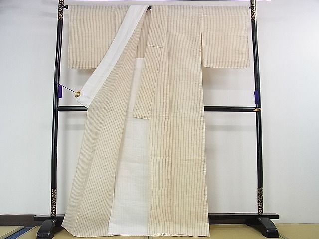 平和屋本店■希少 夏物 沖縄県無形文化財指定 本場八重山上布 麻 草木染 手織 間道 証紙付き 逸品 未使用 DZAA1463kh4 - 平和屋