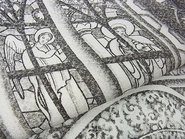 平和屋本店■極上 琉染の創設者 山岡古都 水墨書 かちん漆黒 細密画法 訪問着 世界遺産 フランスサントーシャペル 逸品 DZAA1558kh4 - 平和屋