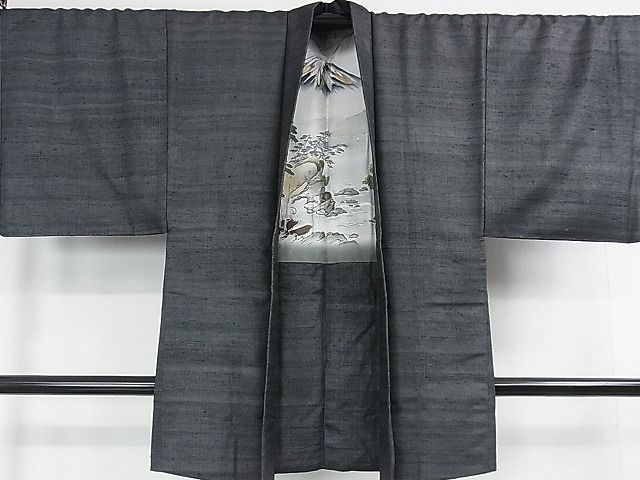 平和屋本店■極上 男性 野蚕糸きもの 野蚕紬 アンサンブル 野蚕糸工房謹製 証紙付き 逸品 DZAA1570kh4 - 平和屋