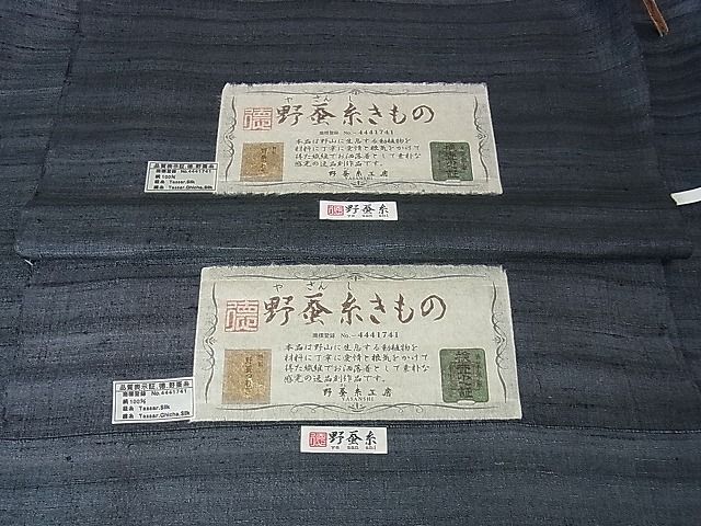 平和屋本店■極上 男性 野蚕糸きもの 野蚕紬 アンサンブル 野蚕糸工房謹製 証紙付き 逸品 DZAA1570kh4 - 平和屋