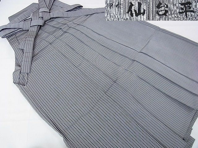 平和屋本店■極上 男性 伊吹 仙台平 馬乗袴 縞 逸品 DZAA1571kh4