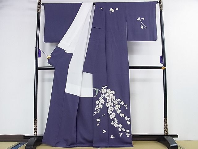 平和屋本店■極上 本加賀友禅作家 南克治 訪問着 引染 胡蝶蘭 濃鼠色地 反端付き 逸品 DZAA1663kh4 - 平和屋