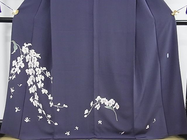 平和屋本店■極上 本加賀友禅作家 南克治 訪問着 引染 胡蝶蘭 濃鼠色地 反端付き 逸品 DZAA1663kh4 - 平和屋