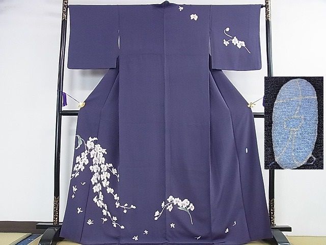 平和屋本店■極上 本加賀友禅作家 南克治 訪問着 引染 胡蝶蘭 濃鼠色地 反端付き 逸品 DZAA1663kh4 - 平和屋