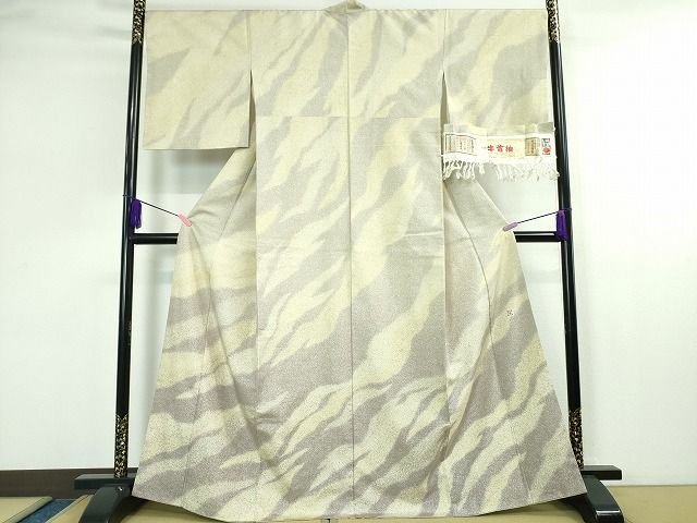 平和屋本店■極上 石川県指定無形文化財 牛首紬 白山工房 手織り 訪問着 霞文 証紙付き 逸品 DZAA1746kh4 - 平和屋