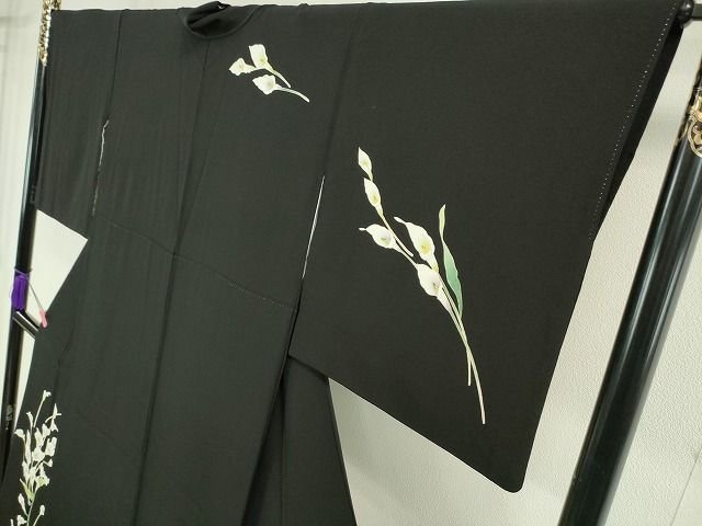 平和屋本店■極上 本加賀友禅作家 南克治 訪問着 水芭蕉 黒地 さが美扱い 逸品 DZAA1754kh4 - 平和屋