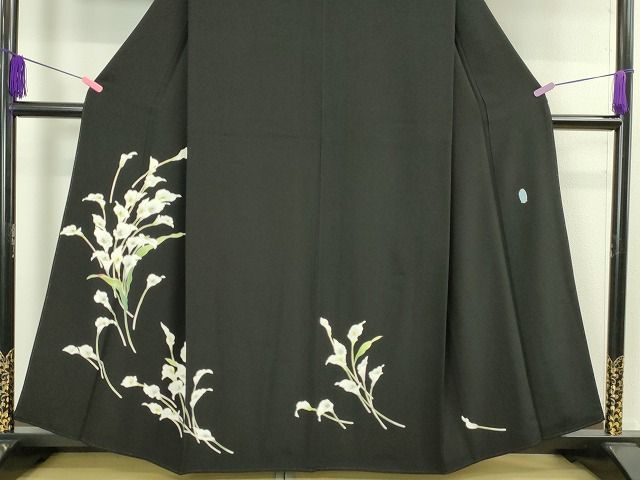 平和屋本店■極上 本加賀友禅作家 南克治 訪問着 水芭蕉 黒地 さが美扱い 逸品 DZAA1754kh4 - 平和屋