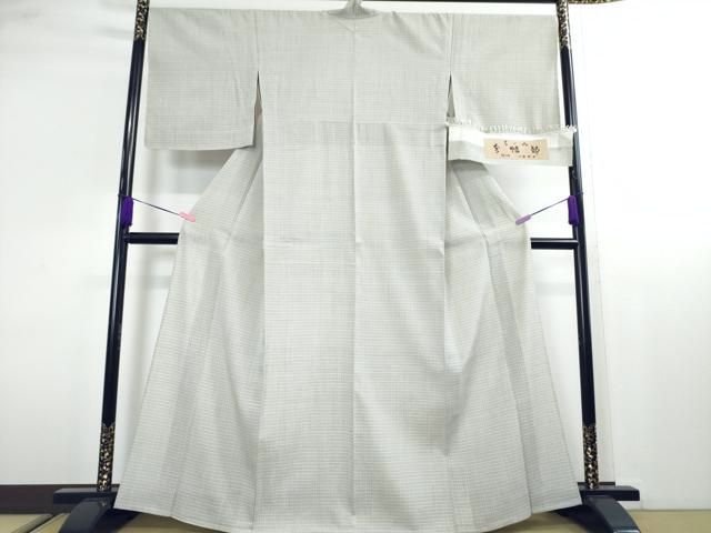 平和屋本店■極上 結城紬 結城ちぢみ 単衣 今幡部 小倉太々 格子 証紙付き 逸品 未使用 DZAA1765kh4 - 平和屋