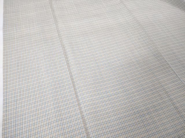 平和屋本店■極上 結城紬 結城ちぢみ 単衣 今幡部 小倉太々 格子 証紙付き 逸品 未使用 DZAA1765kh4 - 平和屋