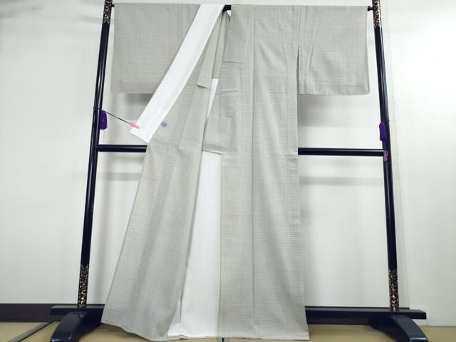 平和屋本店■極上 結城紬 結城ちぢみ 単衣 今幡部 小倉太々 格子 証紙付き 逸品 未使用 DZAA1765kh4 - 平和屋