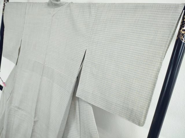 平和屋本店■極上 結城紬 結城ちぢみ 単衣 今幡部 小倉太々 格子 証紙付き 逸品 未使用 DZAA1765kh4 - 平和屋
