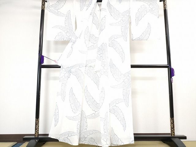 平和屋本店■極上 夏物 小千谷ちぢみ 麻 芭蕉柄 逸品 DZAA1774kh4 - 平和屋