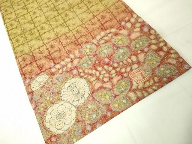 平和屋本店■極上 初代 久保田一竹 幻の辻が花 太鼓柄袋帯 金通し地 逸品 DZAA1793kh4 - 平和屋