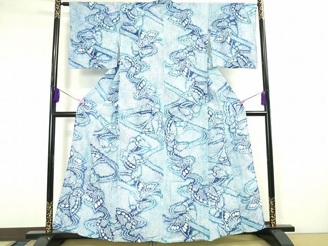 平和屋本店■極上 夏物 浴衣 有松鳴海絞り 流水舞蝶文 綿 逸品 DZAA1842kh4 - 平和屋